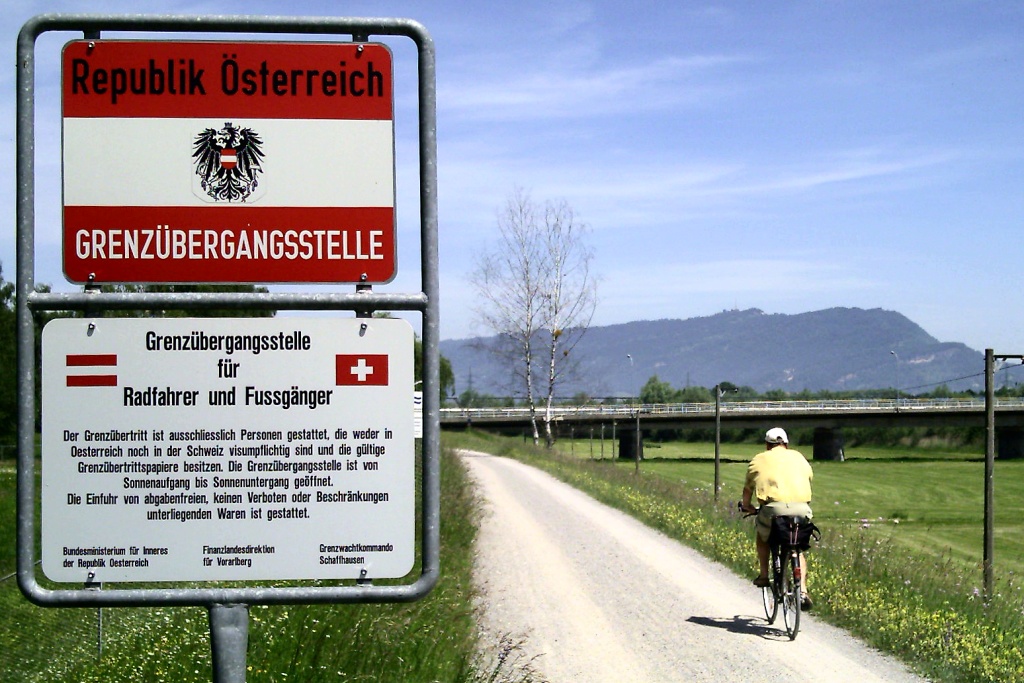 by Kecko   Passage for cyclists and pedestrians between Switzerland and Austria called "The Green Border". The border patrol is watching this area from hidden places for irregular pass controls. May 27, 2005, 1.15 PM.