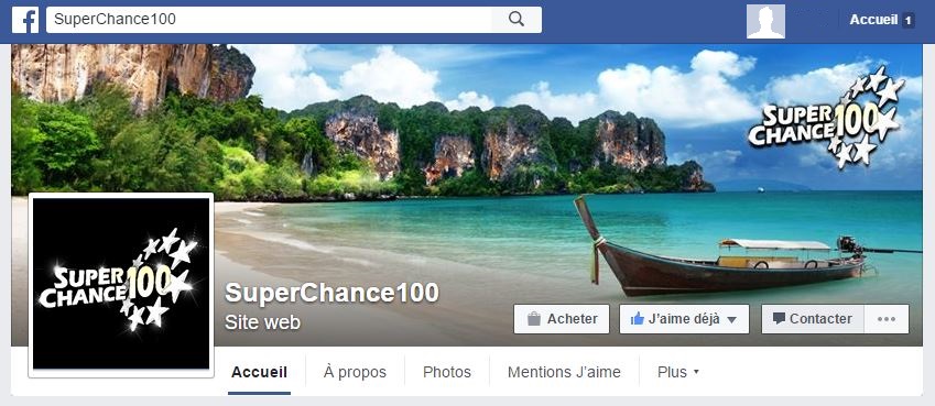 Page Facebook de SuperChance100.