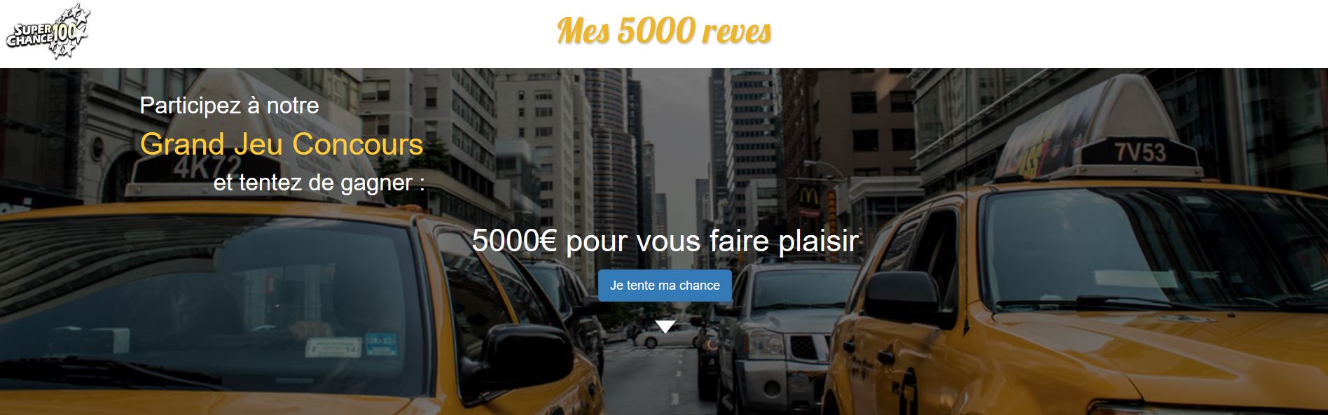 Capture d'écran de la page d'accueil du site mes5000rêves.fr.