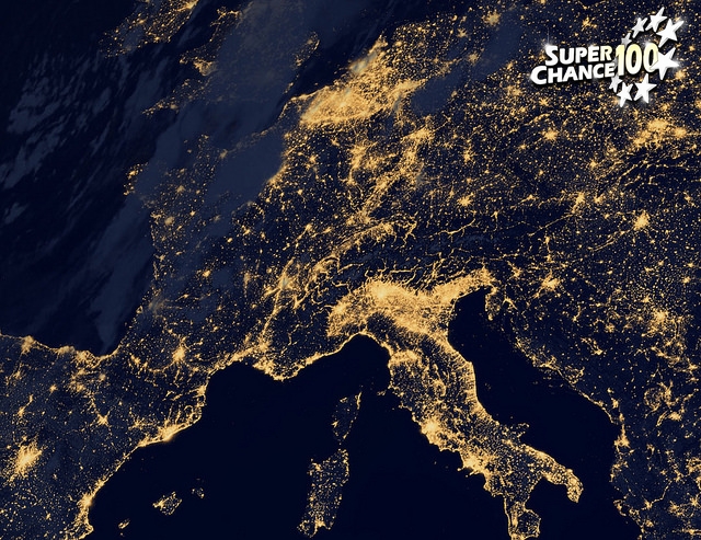 Vue de l'Europe de nuit depuis l'espace