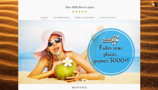 Page d'accueil du site partenaire de SuperChance100, Mes 5000 rêves