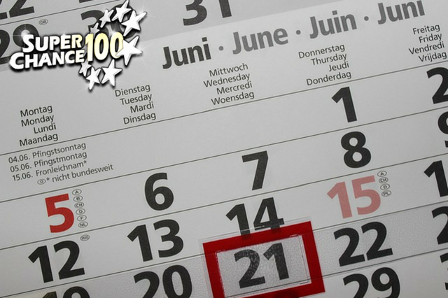 Zoom sur le mois de juin d'un calendrier.