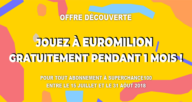 Jouez avec SuperChance100 avant la fin du mois pour gagner un mois d'abonnement.