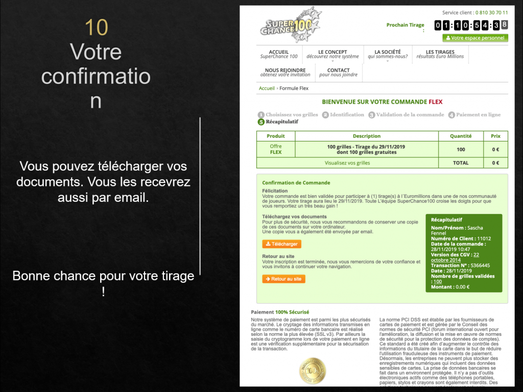 Valider un code promo pour la méthode Flex de SuperChance100.